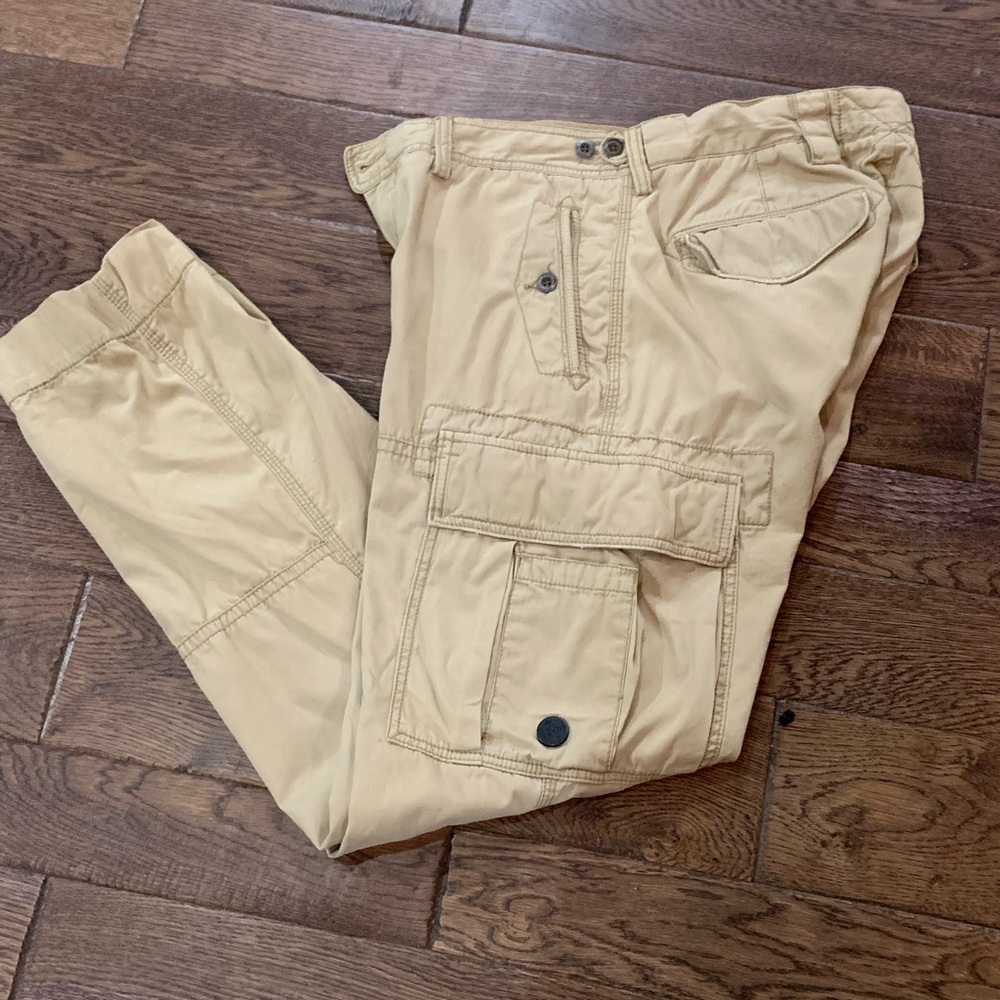 Vintage POLO RALPH LAUREN MEN'S MILITARY CARGO TAN KHAKI PANTS Men’s Size 34x32